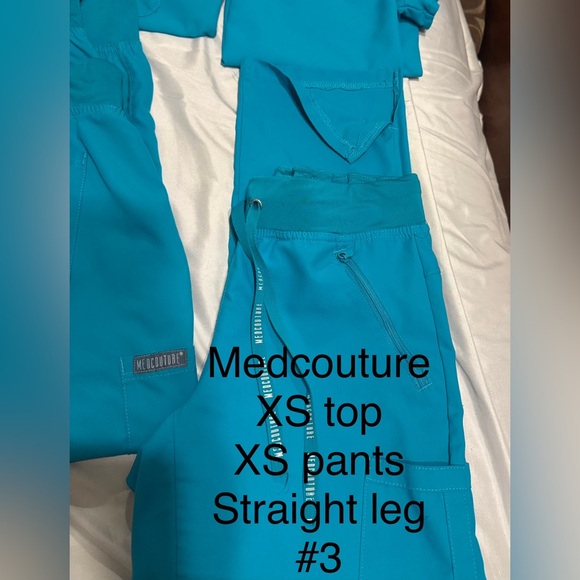 Med Couture (Insigts) Teal Scrub Set SZ XS - regular straight leg w/slits - Picture 6 of 9
